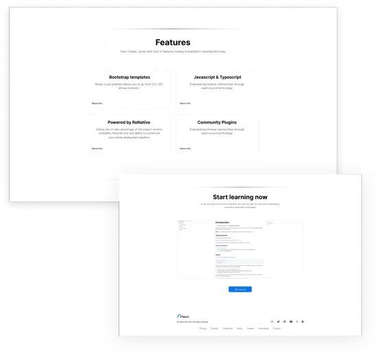 Flexn features and start learning pages