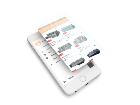 Furniture shop app screens